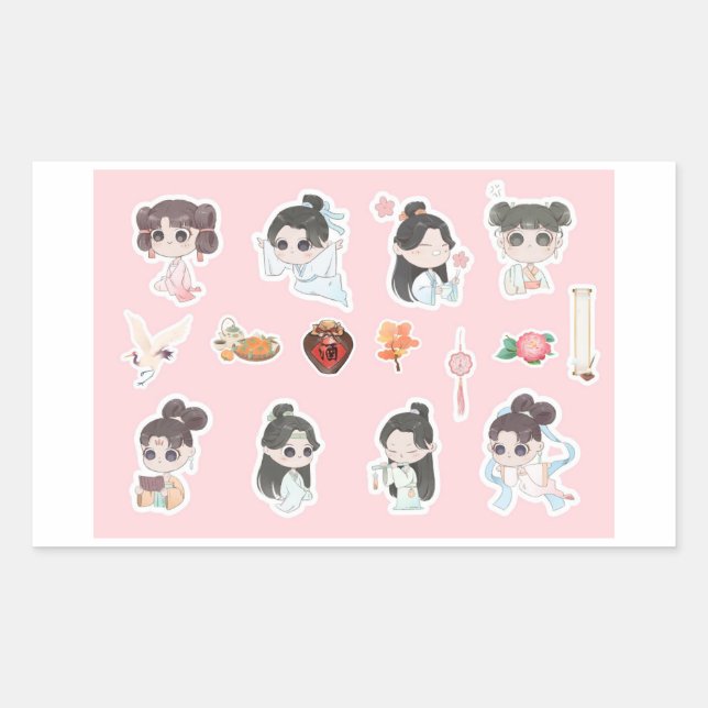 Adesivo Retangular Chinese Theme Digital Stickers  | Country Edition (Frente)