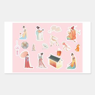 Adesivo Retangular Chinese Theme Digital Stickers | Country Edition