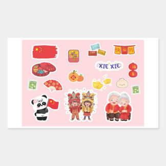 Adesivo Retangular Chinese Theme Digital Stickers | Country Edition