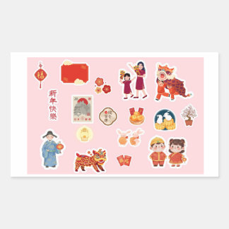 Adesivo Retangular Chinese Theme Digital Stickers | Country Edition
