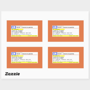 Adesivo Retangular Chocolate Quente com Receita Personalizada