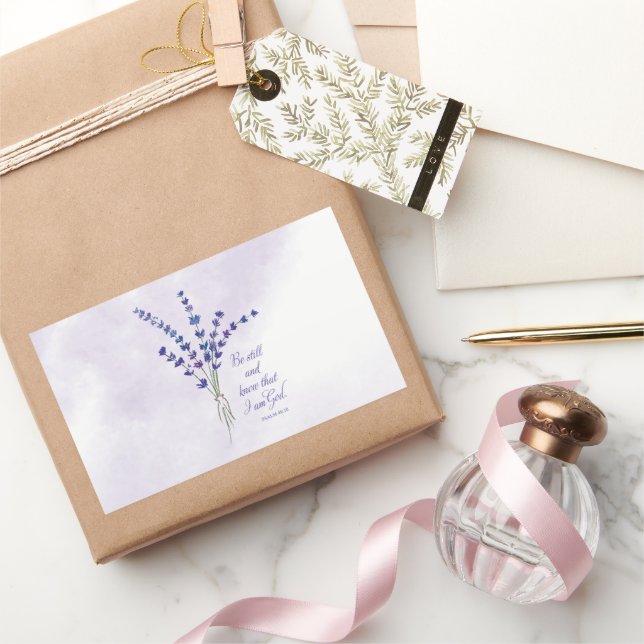 Adesivo Retangular Christian Encorajando Lavanda com Escritura (Presentear)