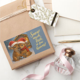 Adesivo Retangular Christmas Deer Couple under Cozy Cabin Lights