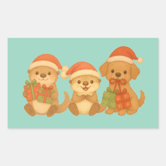 Adesivo Retangular "Christmas Friends" Sticker (Frente)