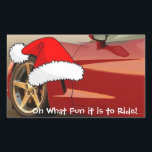 Adesivo Retangular Christmas Red Corvette<br><div class="desc">Que divertido é montar!</div>
