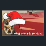 Adesivo Retangular Christmas Red Corvette<br><div class="desc">Que divertido é montar!</div>