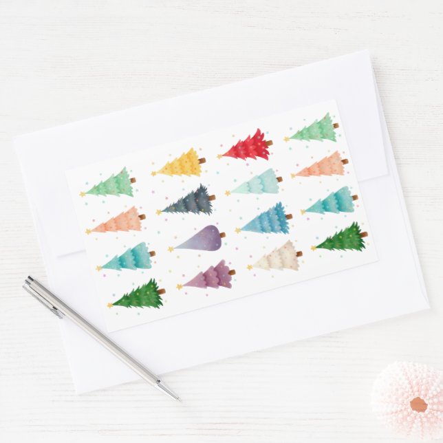 Adesivo Retangular  Christmas trees, Ornaments for a Joyful Season  (Envelope)