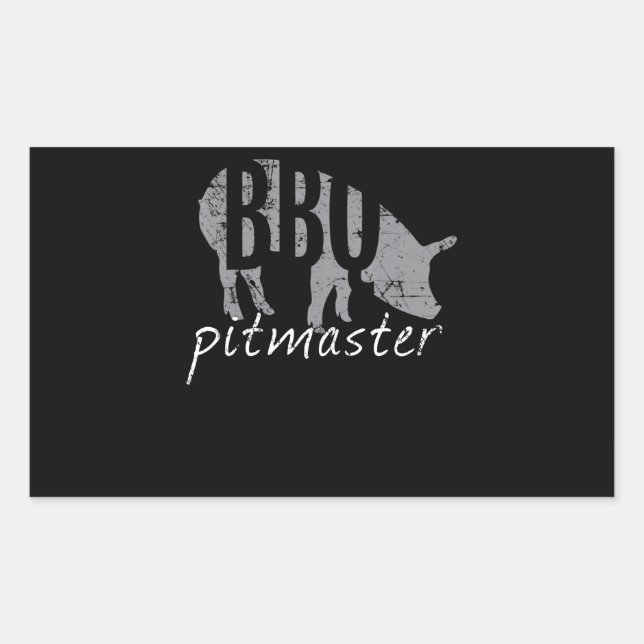 Adesivo Retangular Churrasco | CHURRASCO Pitmaster Pig Grill Fars Day (Frente)