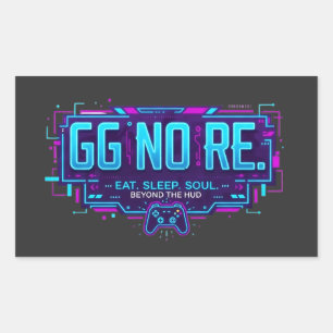 Adesivo Retangular Ciberpunk GG NO RE Estética de Jogo - Gamer Neon