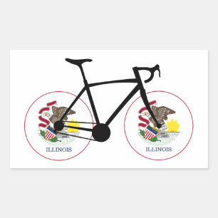 Adesivo Retangular Ciclismo com a Bandeira de Illinois