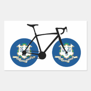 Adesivo Retangular Ciclismo da Bandeira de Connecticut