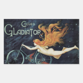 Adesivo Retangular Ciclos Gladiator, Arte Nova Vitoriana Vintage