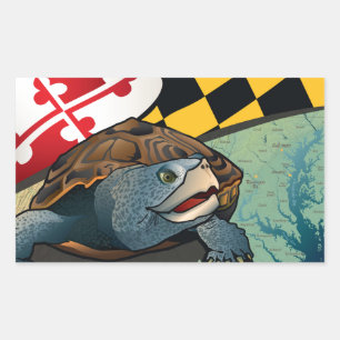Adesivo Retangular Cidadão Terrapin, tartaruga de Maryland