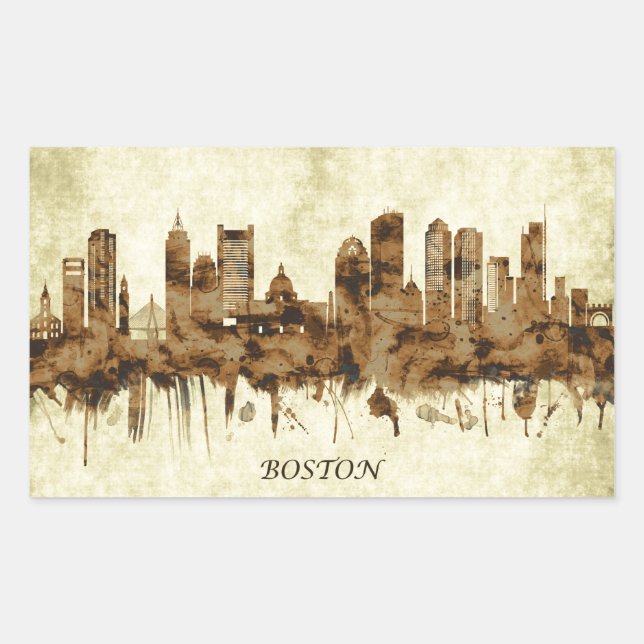 Adesivo Retangular Cidade de Boston Massachusetts (Frente)