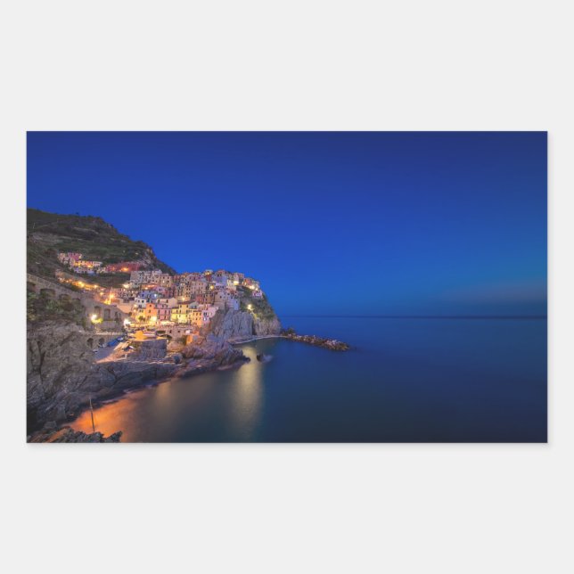 Adesivo Retangular Cidade de Manarola no Cinque Terre à noite (Frente)
