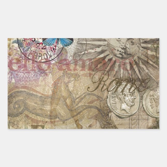 Adesivo Retangular Cidade do Feriado em Roma, Itália, Viagem (Frente)