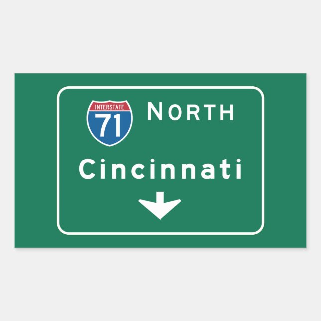 Adesivo Retangular Cincinnati, OH Road Sign (Frente)
