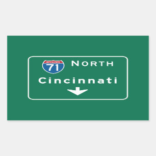 Adesivo Retangular Cincinnati, OH Road Sign