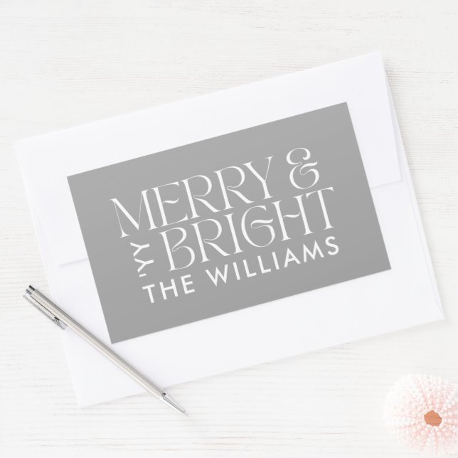 Adesivo Retangular Cinza de Natal simples e elegante (Envelope)