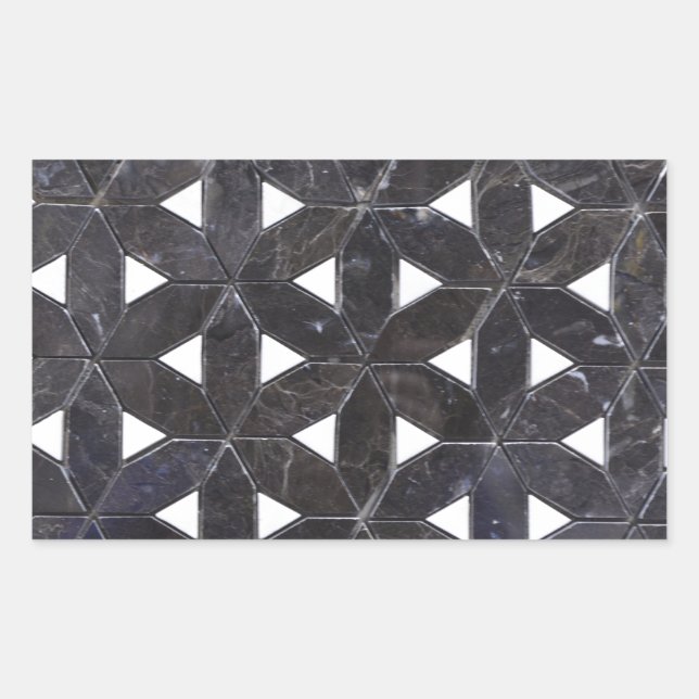 Adesivo Retangular cinza elegante flor mosaica padrão de Azulejos (Frente)