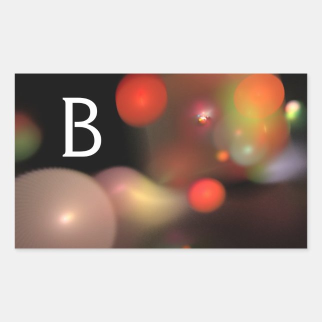 ADESIVO RETANGULAR CINZA ORANGE YELLOK BLACK FRACTAL BUBBLES MONOGRAM (Frente)