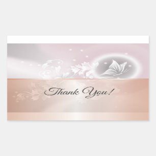 Adesivo Retangular Cinza Rosa Dourada Borboleta Floral