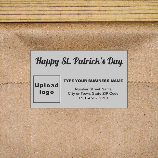 Adesivo Retangular Cinza Saint Patrick Business Rettangker (Business brand with Saint Patrick greeting on gray rectangle sticker)
