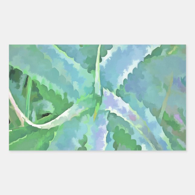 Adesivo Retangular Cinza Verde Aloe Abstrato (Frente)