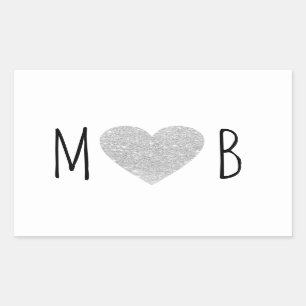 Adesivo Retangular cinzas adoram o monograma romântico casamento