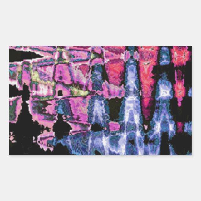Adesivo Retangular Cinzas de Cinza Roxo bonito e Aquarelas Negras (Frente)
