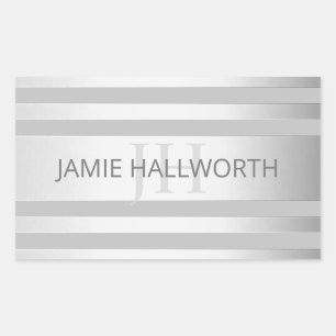 Adesivo Retangular Cinzas e tiras de óculos de prata de Faux contemp