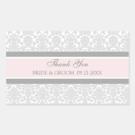 Adesivo Retangular Cinzas Rosa, Damas, Obrigado.