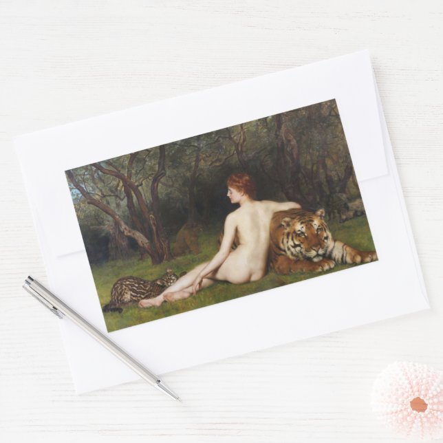 Adesivo Retangular Circe (Woman With Wild Tiger) (by John Collier) (Envelope)