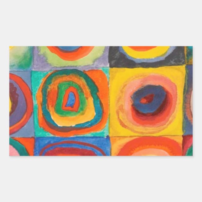 Adesivo Retangular Círculos Concentrados Quadrados de Kandinsky (Frente)