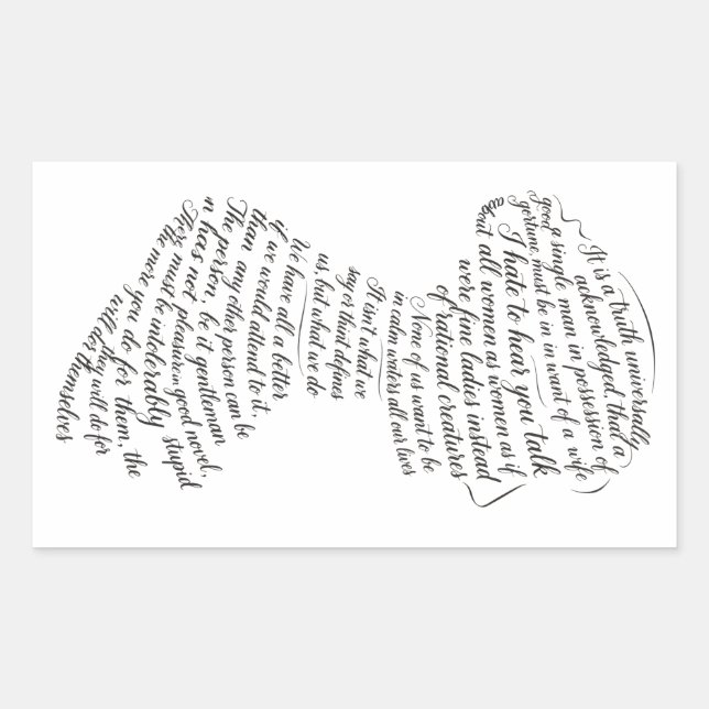 Adesivo Retangular Citação de Jane Austen Calligram (Frente)