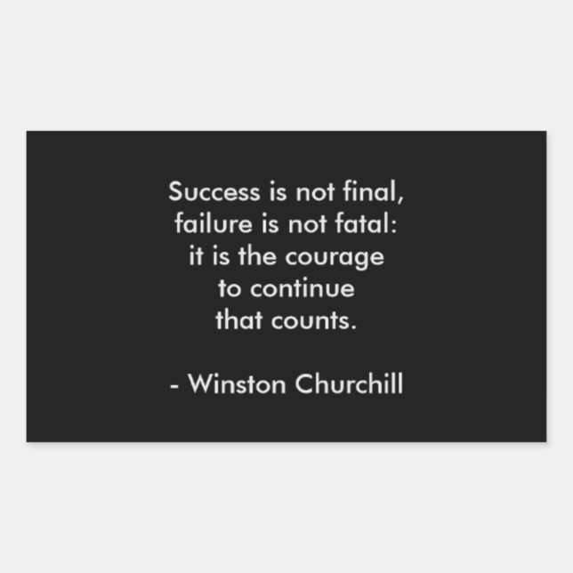 Adesivo Retangular Citação de Winston Churchill; Sucesso (Frente)