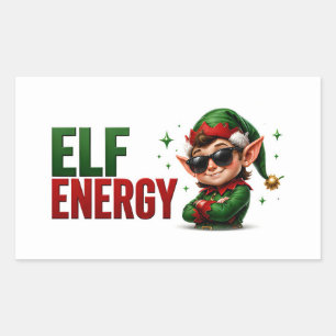 Adesivo Retangular 🧝 Citação engraçada de Natal e férias de energia