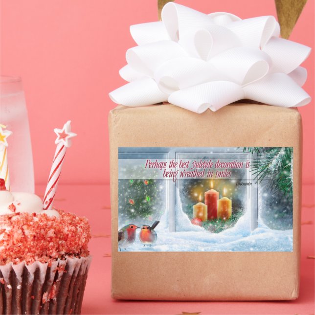 Adesivo Retangular Citação Inspiracional de Natal "Sorrisos" (Festa)