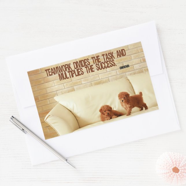 Adesivo Retangular Citação Inspiracional "Sucesso do Trabalho em equi (Envelope)