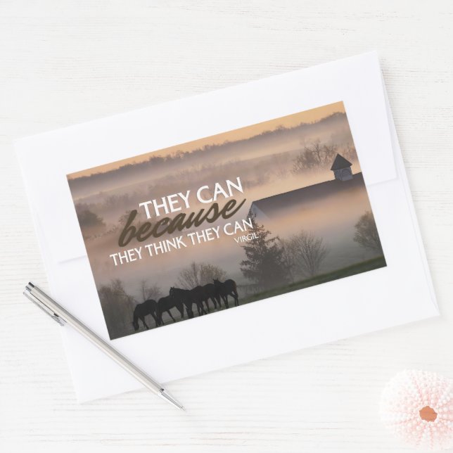 Adesivo Retangular Citação Inspiracional Virgil "Eles Podem" (Envelope)