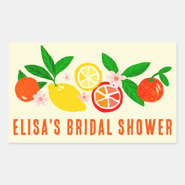 Adesivo Retangular Citrus Celebration Bright Custom BRIDAL SHOWER  (Frente)