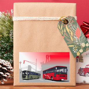 Adesivo Retangular City Busa Red Green Coaches em Urban Street