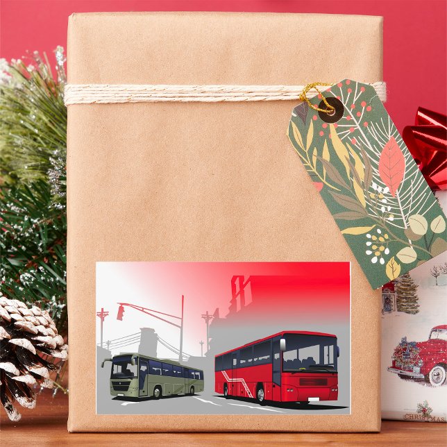 Adesivo Retangular City Busa Red Green Coaches em Urban Street (Criador carregado)