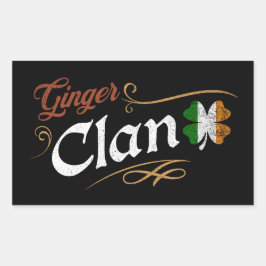 Adesivo Retangular Clã Ginger Herança Irlandesa Shamrock Vintage