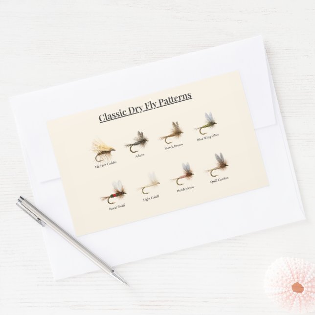Adesivo Retangular Classic Dry Fly Patterns Sticker – 8 Patterns (Envelope)
