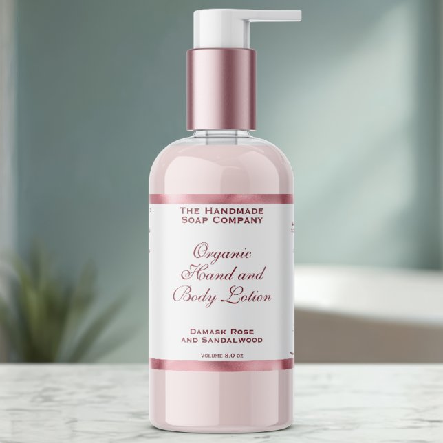 Adesivo Retangular Classic White and Pink Foil Cosmetics Bottle Label (Criador carregado)