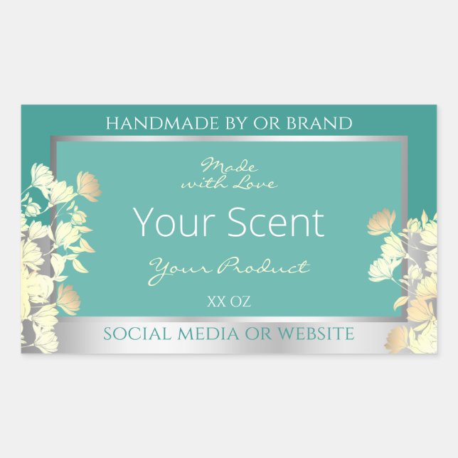 Adesivo Retangular Clássico Floral Rotulagem de Embalagem de Produto  (Frente)