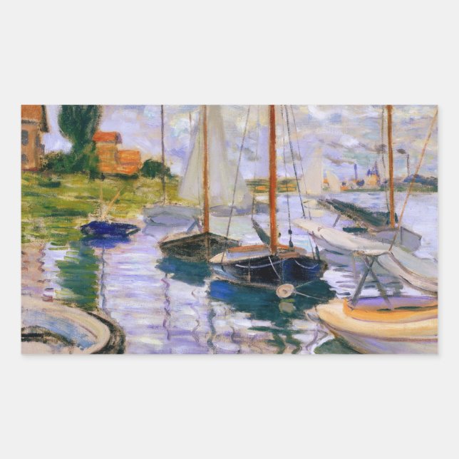 Adesivo Retangular Claude Monet - Barcos à vela no Sena (Frente)