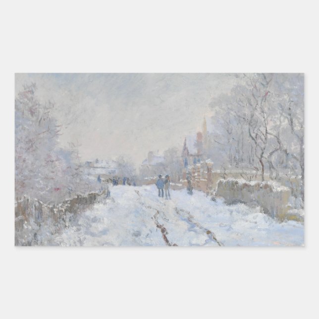 Adesivo Retangular Claude Monet - Cena de Neve na Argentina (Frente)