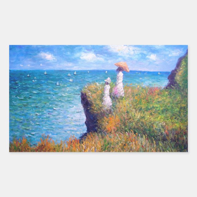 Adesivo Retangular Claude Monet: Cliff Caminha em Pourville (Frente)
